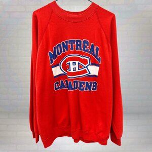 Vintage 80s Montreal Canadiens Sweatshirt - Red NHL Hockey Crewneck Size XXL